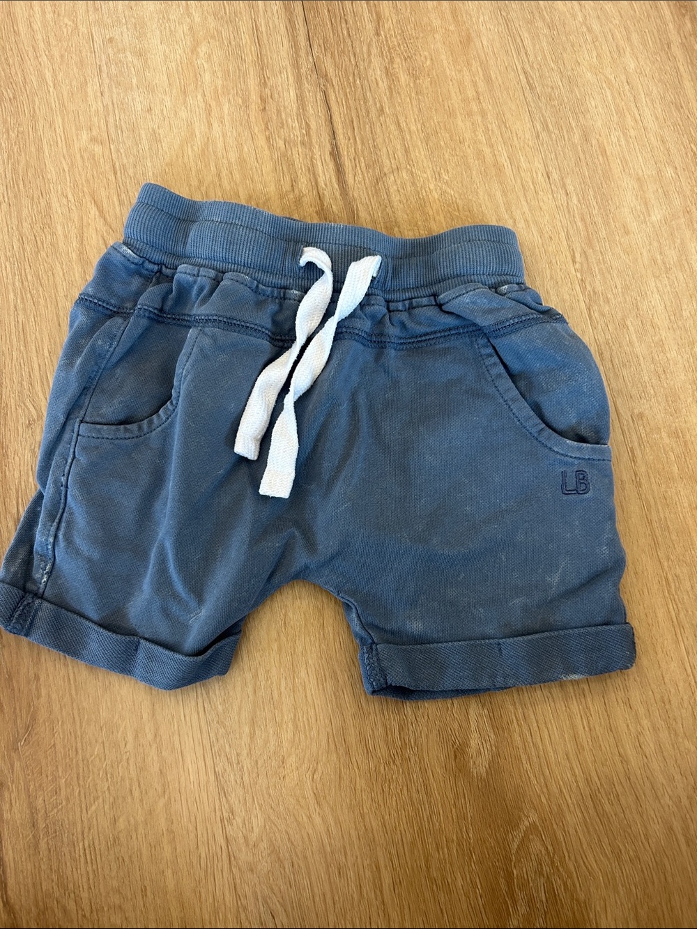 Little Bipsy Slate Blue Drawstring Cotton Shorts